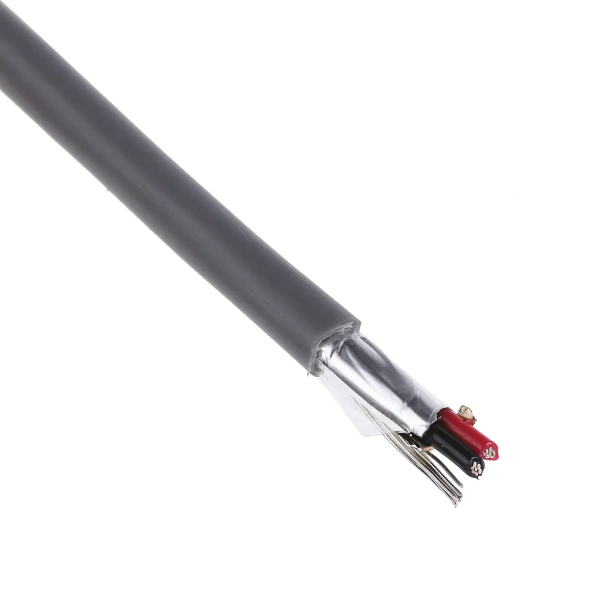 Produktfoto 1 von RS PRO Datenkabel, 1-paarig 0,35 mm² Ø 3.8mm Aluminiumfolie-PET-Band Schirmung PVC isoliert Mehrleiter Grau