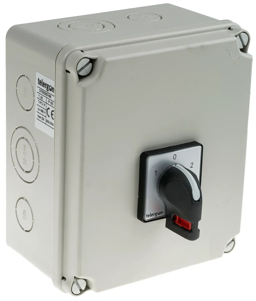 Produktfoto 1 von RS PRO Trennschalter 2P-polig 32A Schwarz IP 65 15kW 690V