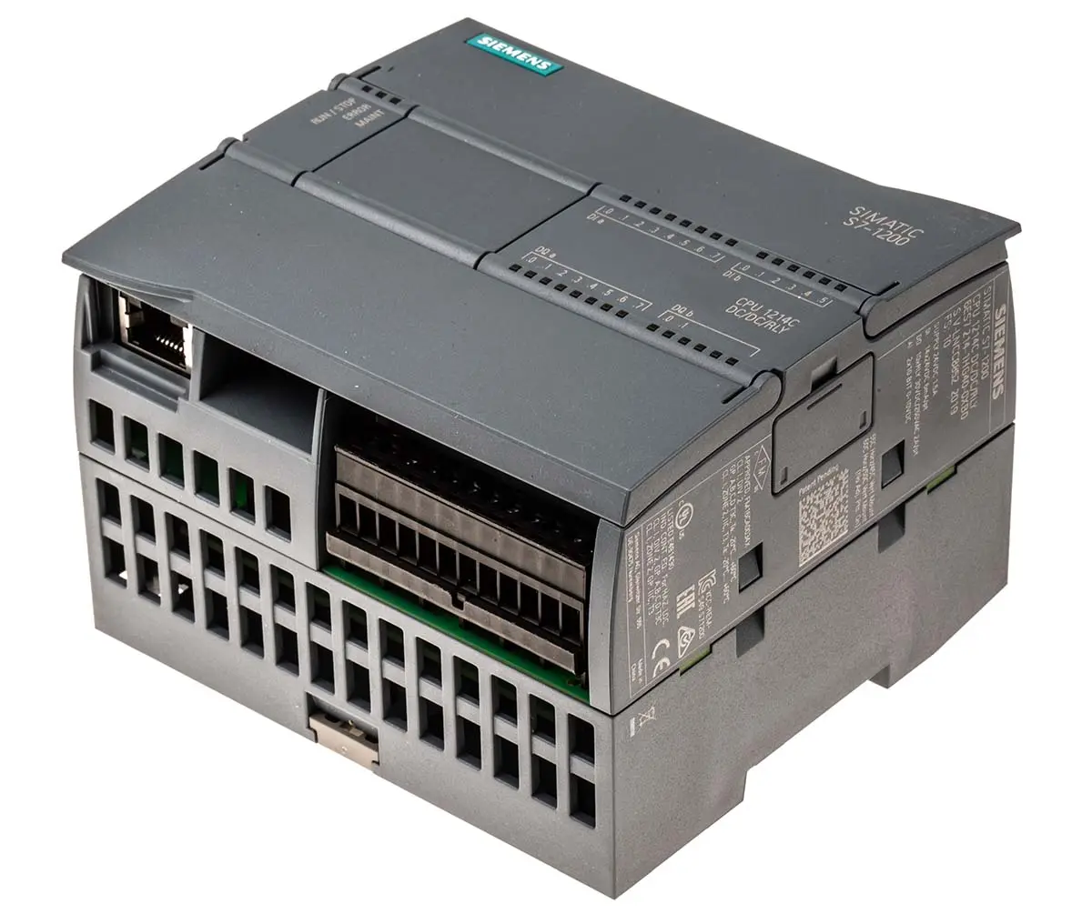 Produktfoto 1 von Siemens SIMATIC S7-1200 SPS CPU, 14 (Digital, 2 Schalter als Analog) Eing. / 14 Digitaleing. Digital, Relais Ausg.Typ /