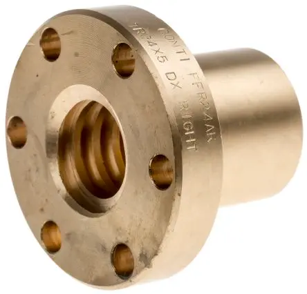 Produktfoto 1 von RS PRO 5 mm Spindelmutter Rund mit Flansch 24 mm, Außen-Ø: 55 mm Außen-ø , Länge: 44 mm