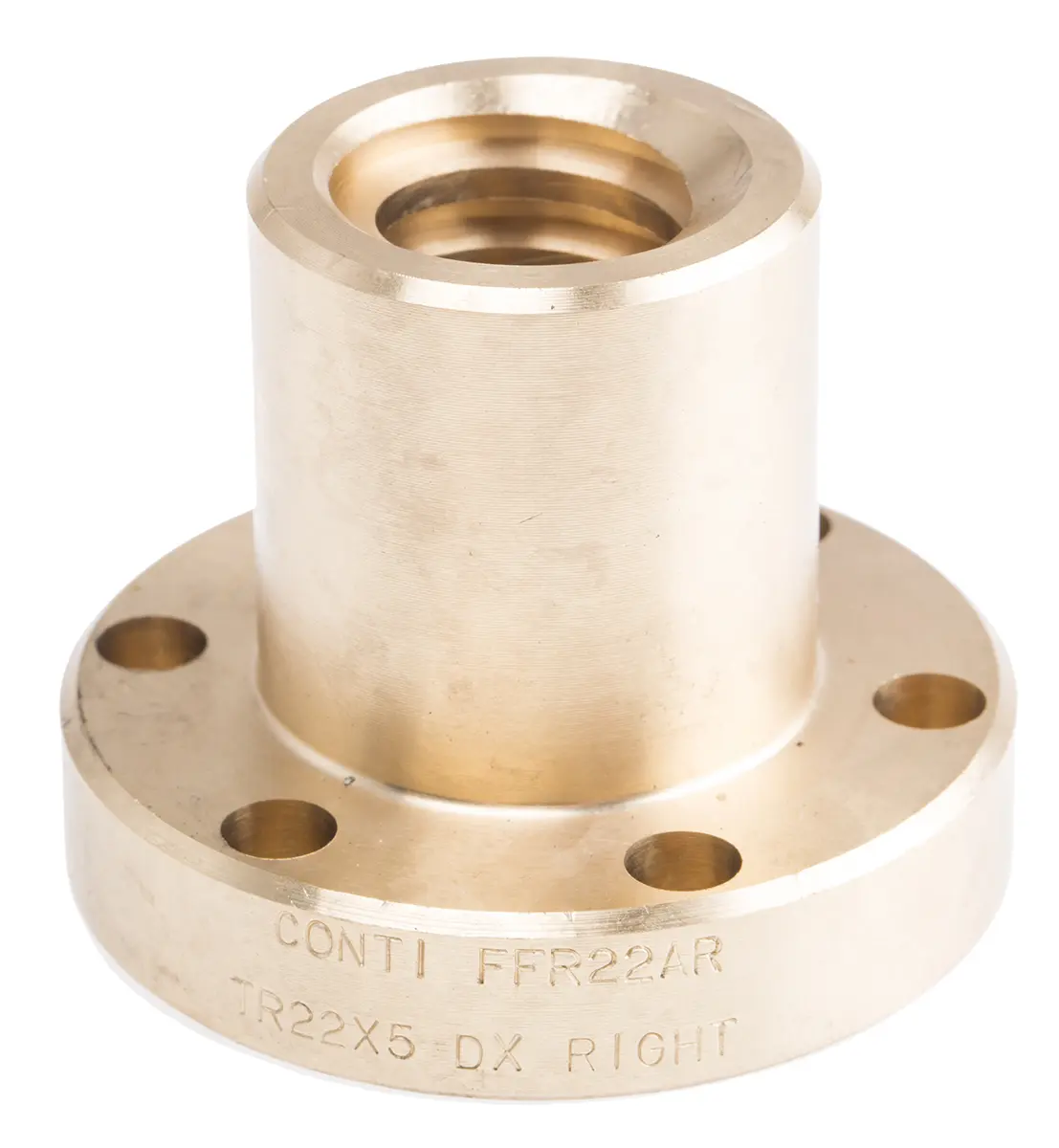 Produktfoto 1 von RS PRO 5 mm Spindelmutter Rund mit Flansch 22 mm, Außen-Ø: 55 mm Außen-ø , Länge: 44 mm