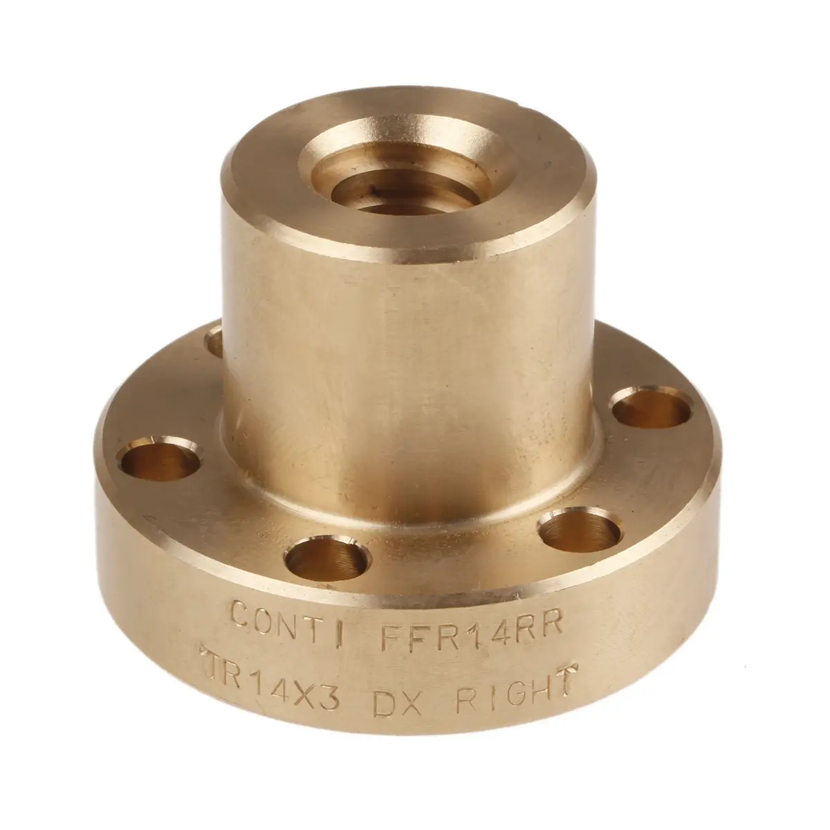 Produktfoto 1 von RS PRO 3 mm Spindelmutter Rund mit Flansch 14 mm, Außen-Ø: 48 mm Außen-ø , Länge: 35 mm