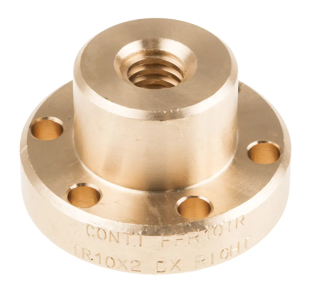 Produktfoto 1 von RS PRO 2 mm Spindelmutter Rund mit Flansch 10 mm, Außen-Ø: 42 mm Außen-ø , Länge: 25 mm