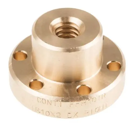 Produktfoto 1 von RS PRO 2 mm Spindelmutter Rund mit Flansch 10 mm, Außen-Ø: 42 mm Außen-ø , Länge: 25 mm