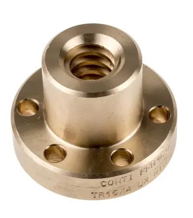 Produktfoto 1 von RS PRO 4 mm Spindelmutter Rund mit Flansch 16 mm, Außen-Ø: 48 mm Außen-ø , Länge: 35 mm
