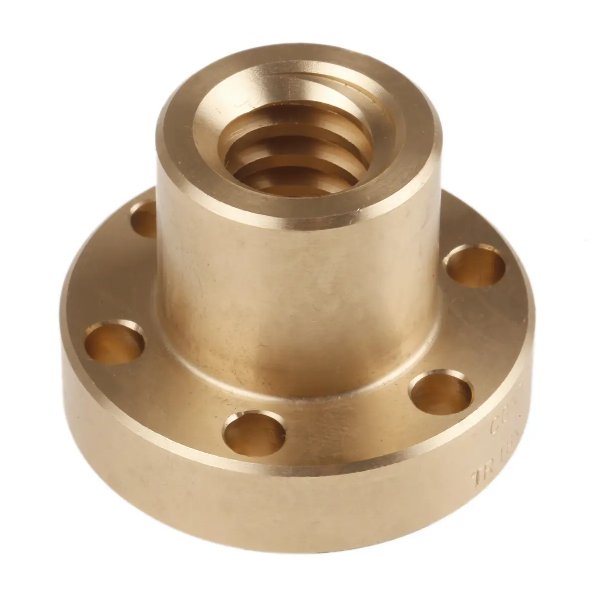Produktfoto 1 von RS PRO 4 mm Spindelmutter Rund mit Flansch 18 mm, Außen-Ø: 48 mm Außen-ø , Länge: 35 mm