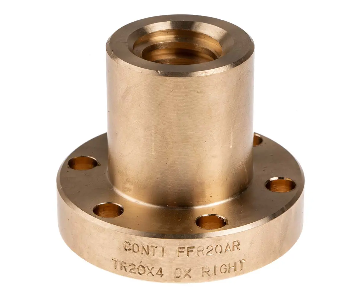 Produktfoto 1 von RS PRO 4 mm Spindelmutter Rund mit Flansch 20 mm, Außen-Ø: 55 mm Außen-ø , Länge: 44 mm