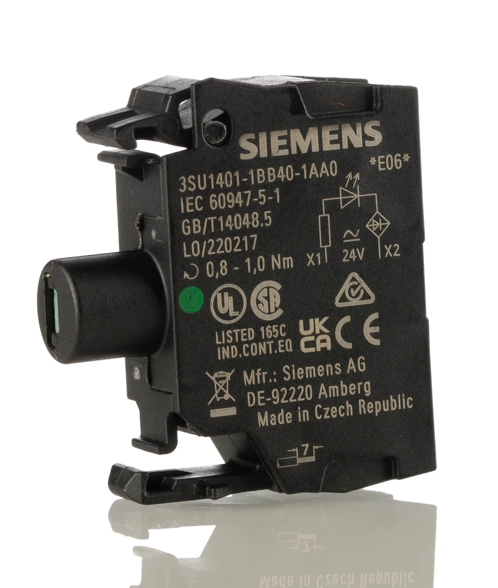 Produktfoto 1 von Siemens SIRIUS ACT 3SU14 Lichtblock Anzeigenblock LED Grün beleuchtet 24V ac/dc Schraubanschluss
