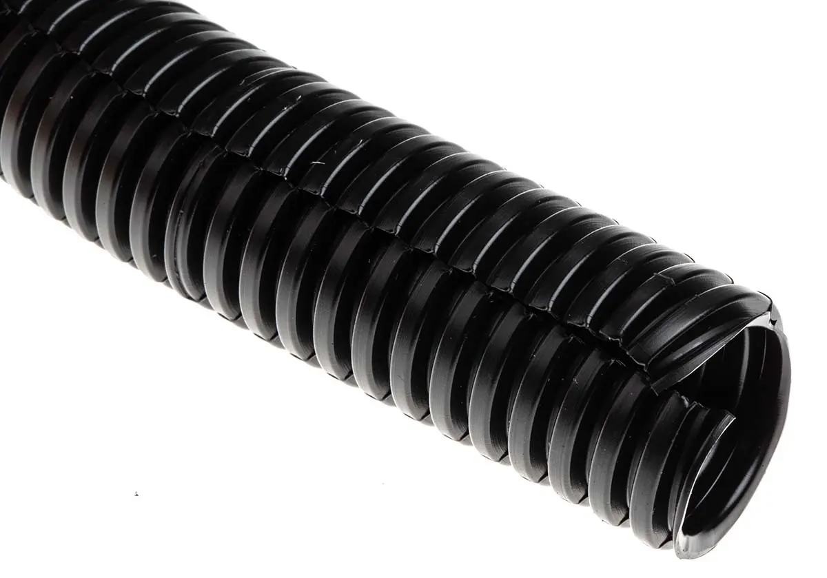 Produktfoto 1 von RS PRO Leerrohr Kunststoff, Ø 20mm nom. geschlitzt, Schwarz A ø 19.5mm I ø 15mm x 100m