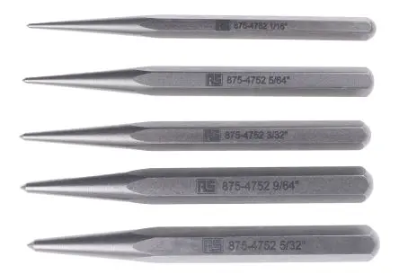RS PRO Splintentreiber Satz, Ø 3.97mm, 5-teilig, Länge 105 mm, Mitte