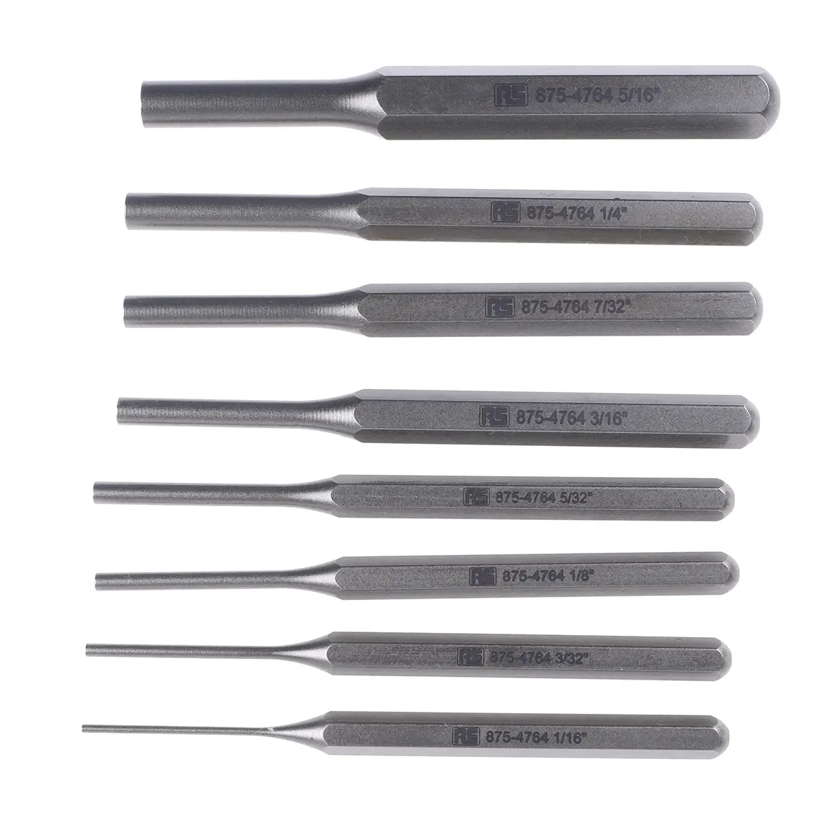 Produktfoto 1 von RS PRO Splintentreiber Satz, Ø 5.56mm, 8-teilig, Länge 105 mm, Splinttreiber