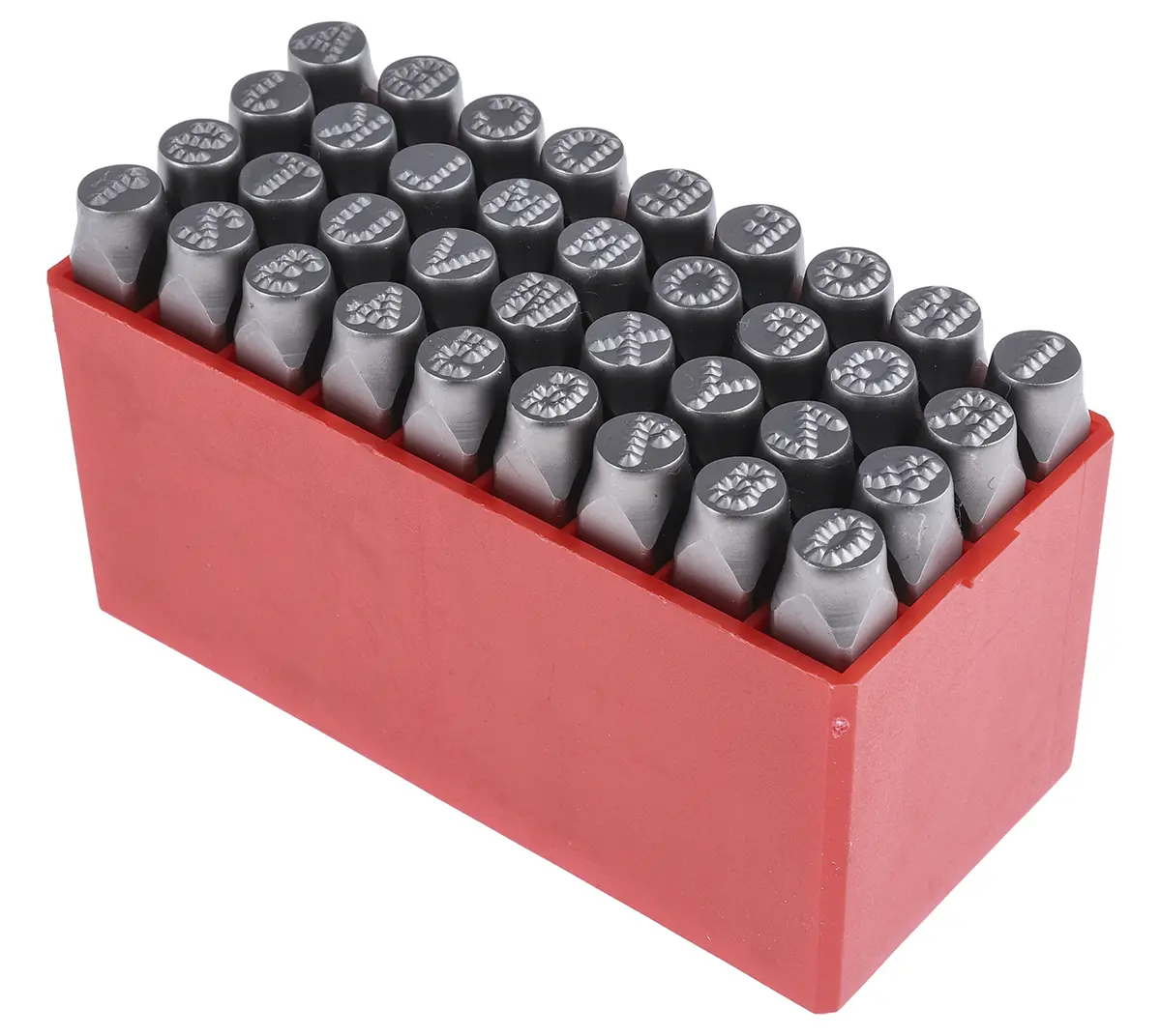Produktfoto 1 von RS PRO 8 mm x 8 mm Buchstaben-Schlagstempel Satz 36-teilig