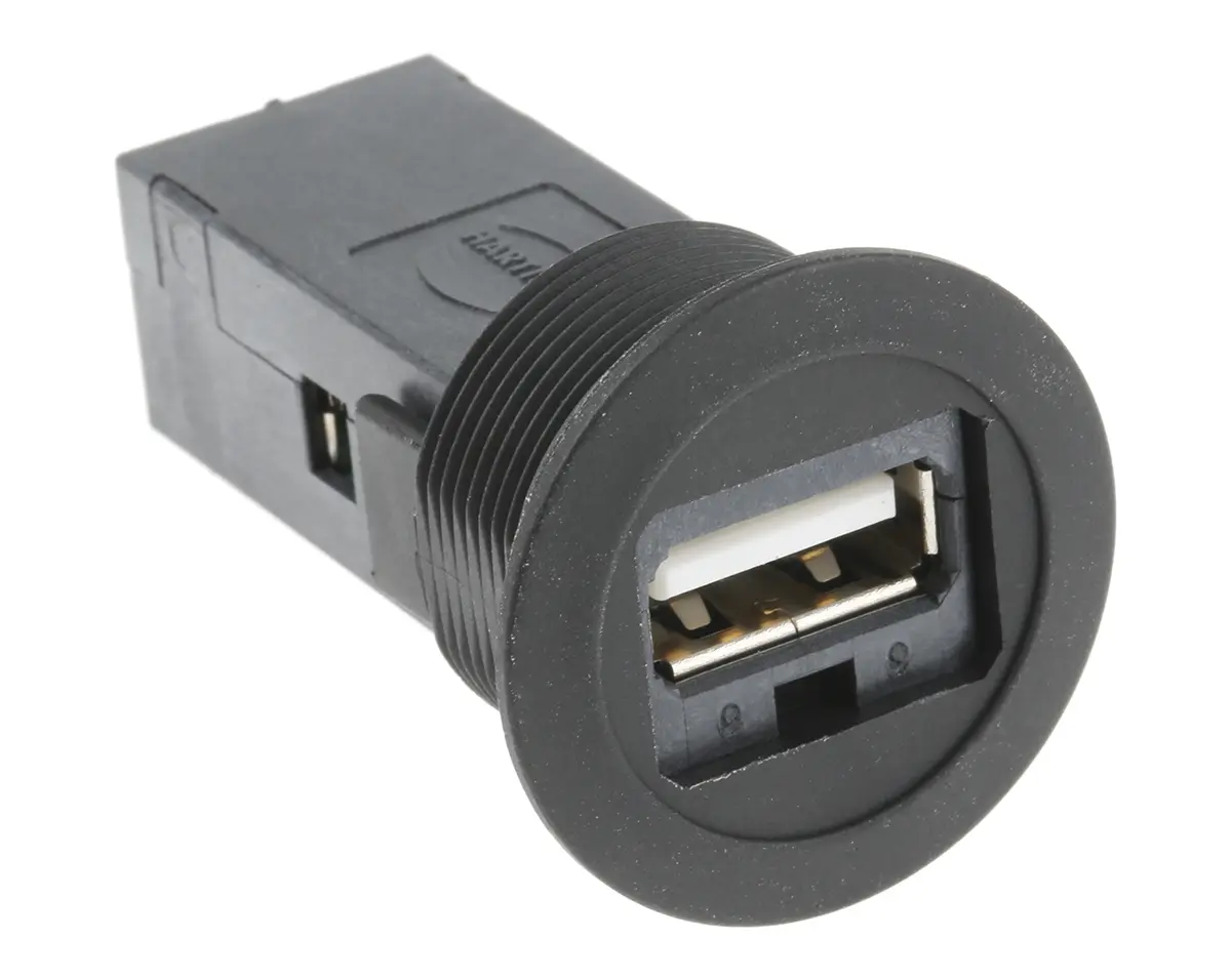 Produktfoto 1 von HARTING, Gerade har-Port USB-Steckverbinder Buchse USB-Typ A auf A 1, Panel USB 2.0 IP20