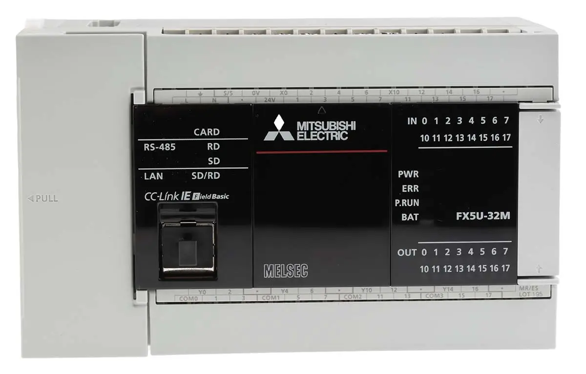Produktfoto 1 von Mitsubishi FX5U SPS CPU, 16 Eing. Relais, Transistor Ausg.Typ Senke, Quelle Eing.Typ für MELSEC IQ-F,