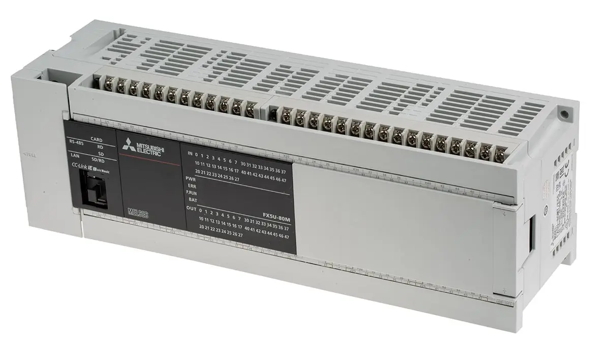 Produktfoto 1 von Mitsubishi FX5U SPS CPU, 40 Eing. Relais, Transistor Ausg.Typ Senke, Quelle Eing.Typ für MELSEC IQ-F,