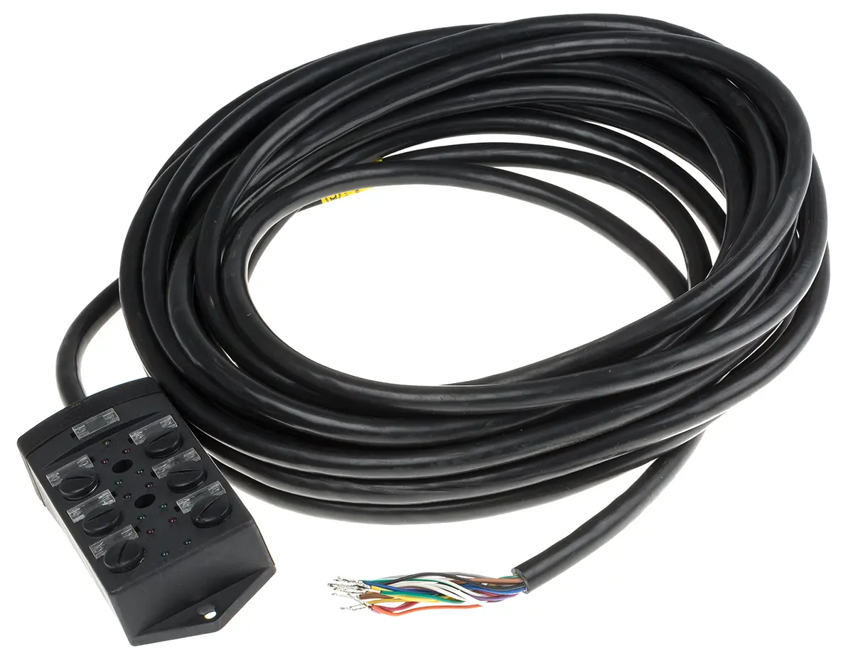Produktfoto 1 von RS PRO Sensor-Box 24V dc 6 Anschlüsse 5 Auslässe M12