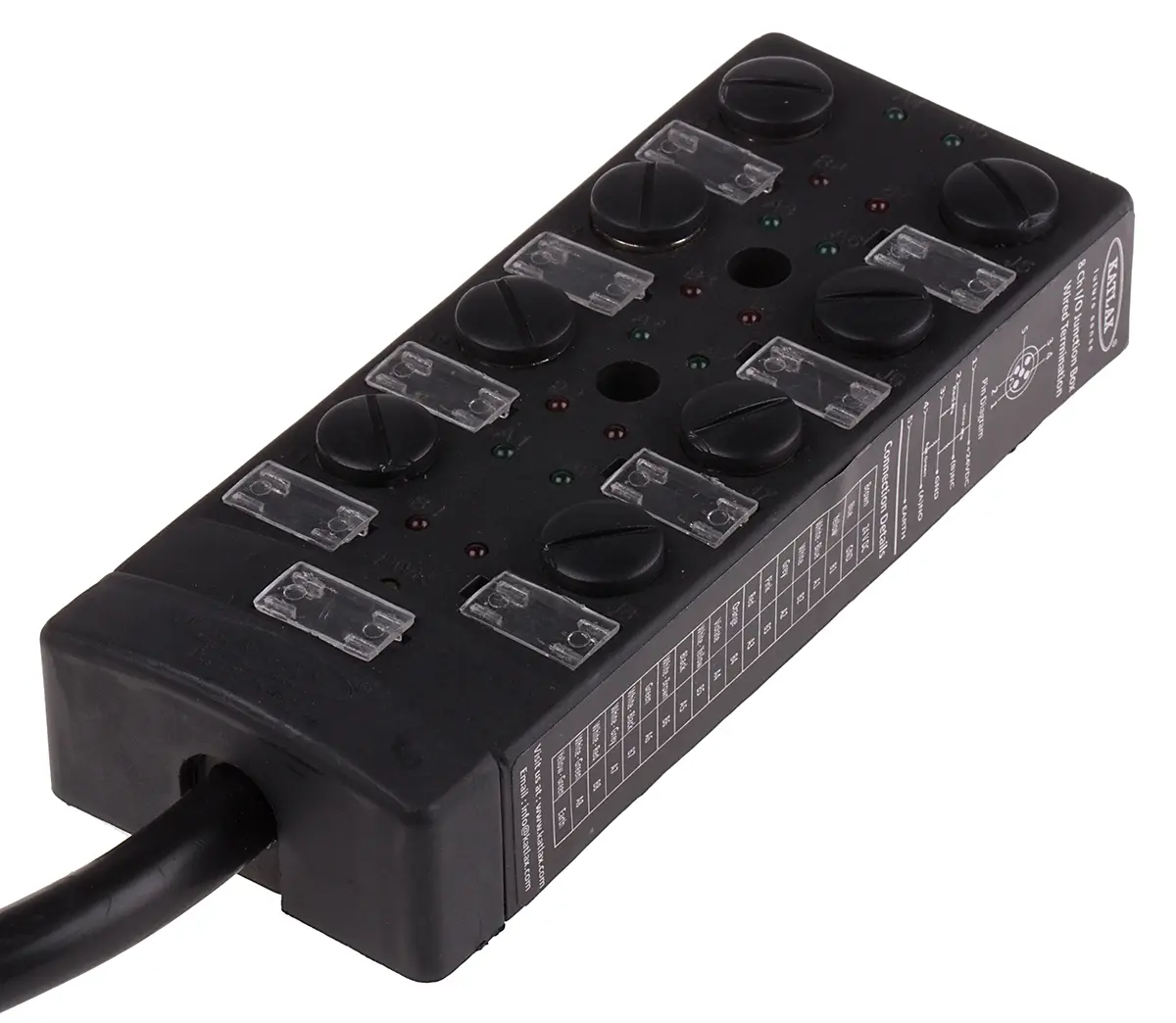 Produktfoto 1 von RS PRO Sensor-Box 24V dc 8 Anschlüsse 5 Auslässe M12