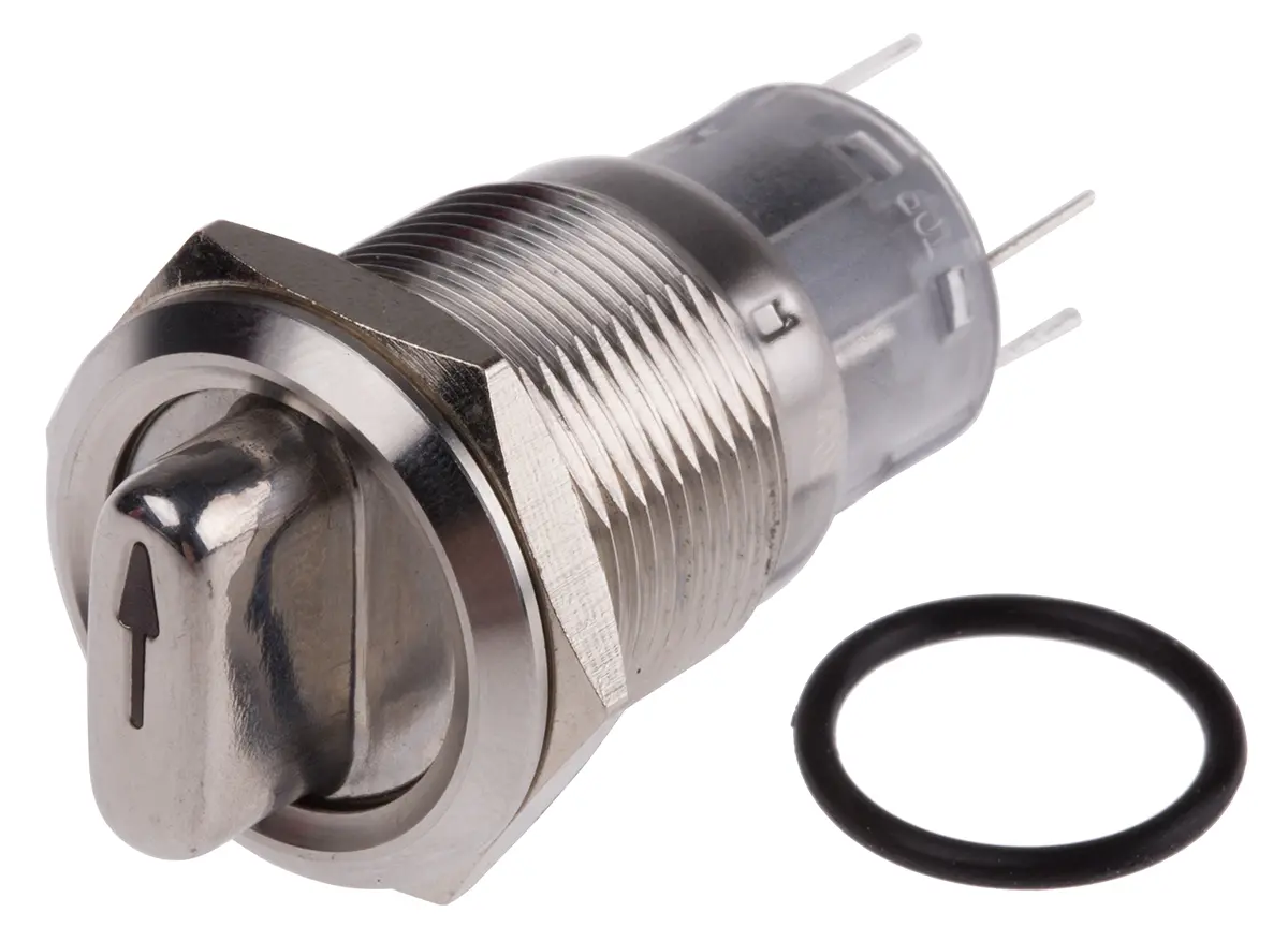 Produktfoto 1 von RS PRO Wahlschalter 2-Stufen Knopf Beleuchtet IP40, Ein-Ein Wurfwinkel 90 °