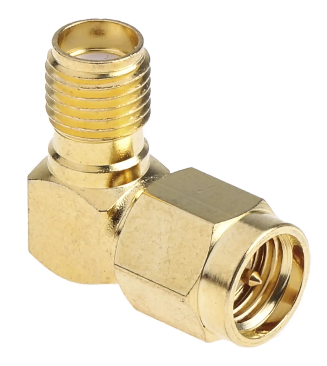 Produktfoto 1 von RS PRO HF Adapter, 50 Ω, gewinkelt, 12.4GHz Stecker Buchse, Koaxial SMA