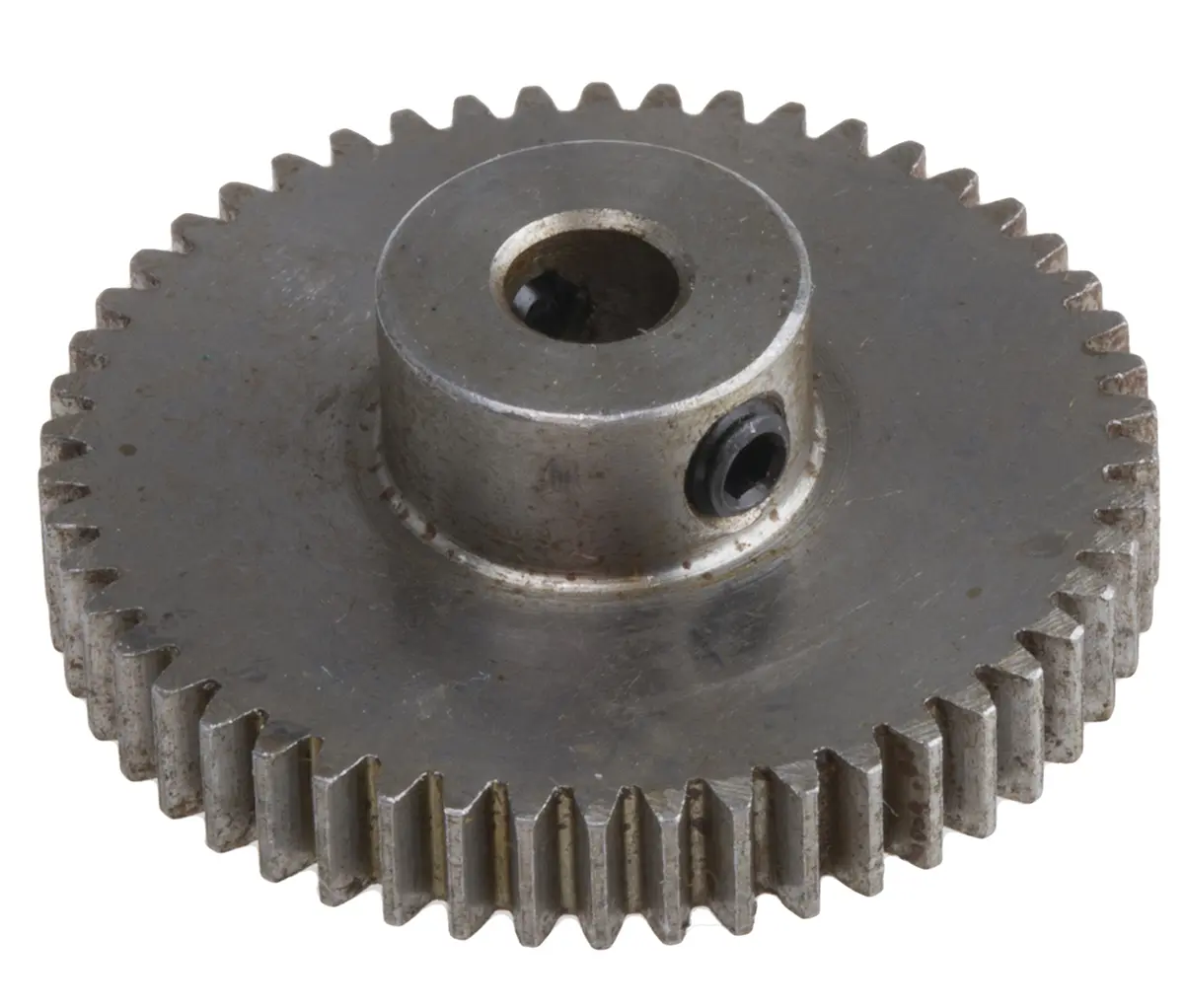 Produktfoto 1 von RS PRO Stahl Stirnrad 50 Zähne / Modul 0.5, Wälzkreis-Ø 25 mm, Nabe Ø 10 mm / Bohrung 4 mm