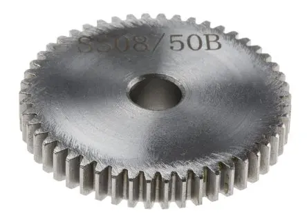 Produktfoto 1 von RS PRO Stahl Stirnrad 50 Zähne / Modul 0.8, Wälzkreis-Ø 40 mm, Nabe Ø 19 mm / Bohrung 8 mm
