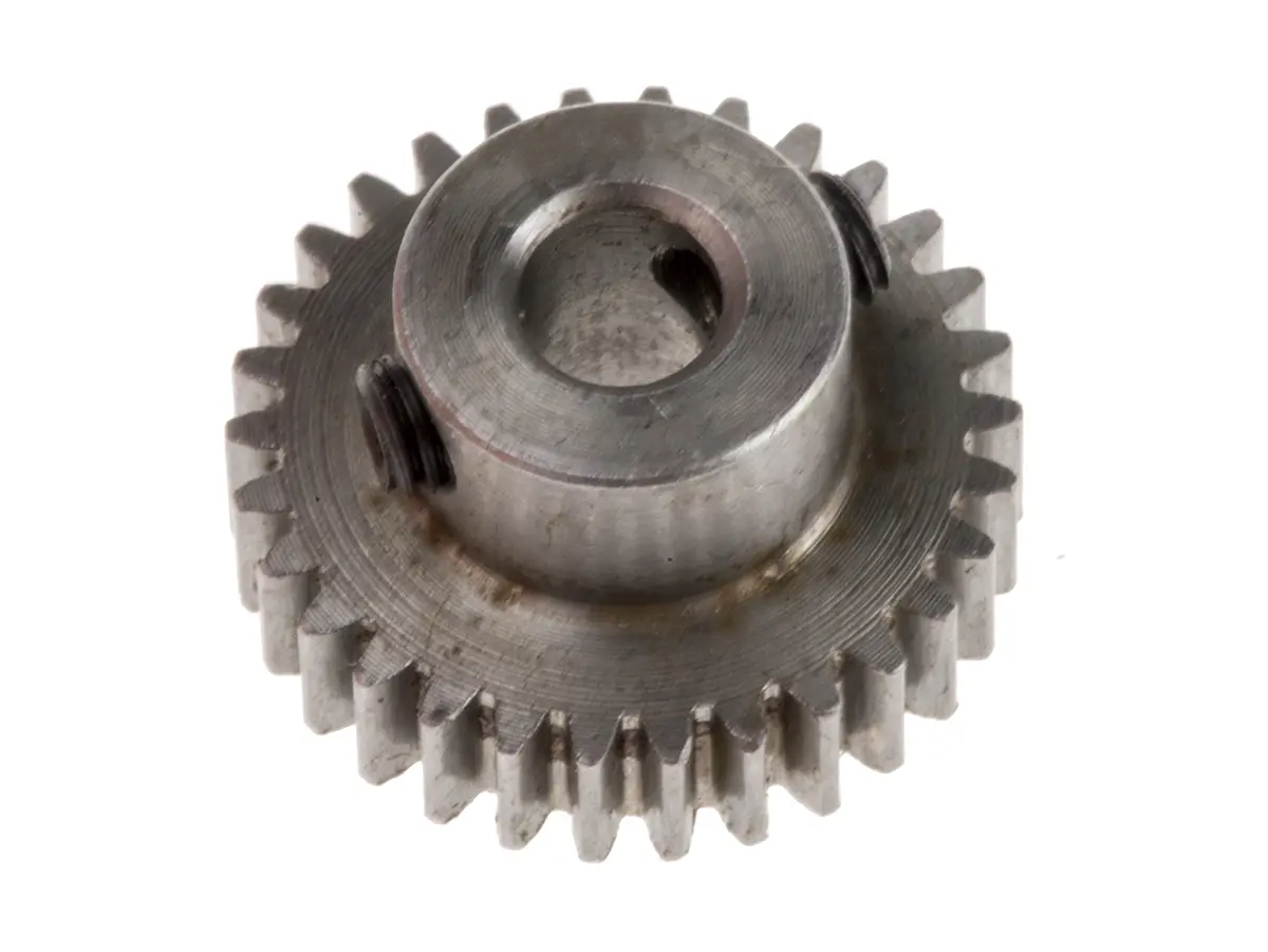 Produktfoto 1 von RS PRO Stahl Stirnrad 30 Zähne / Modul 0.5, Wälzkreis-Ø 15 mm, Nabe Ø 9 mm / Bohrung 4 mm