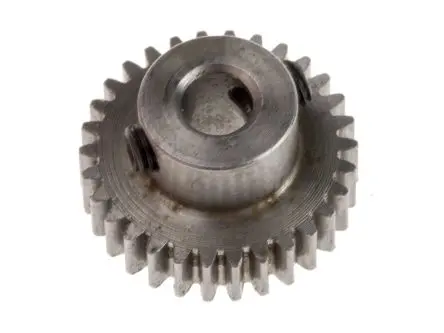 Produktfoto 1 von RS PRO Stahl Stirnrad 30 Zähne / Modul 0.5, Wälzkreis-Ø 15 mm, Nabe Ø 9 mm / Bohrung 4 mm