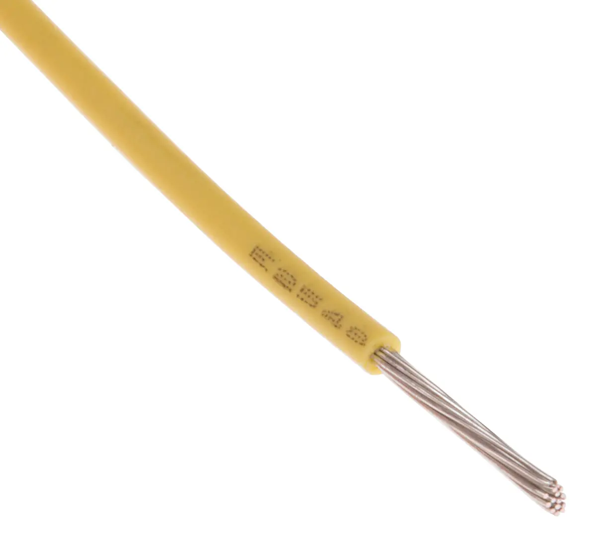 Produktfoto 1 von RS PRO Einzeladerleitung 0,33 mm², 22 AWG 100m Gelb MPPE isoliert Ø 1.3mm 7/0,12 mm Litzen UL11028
