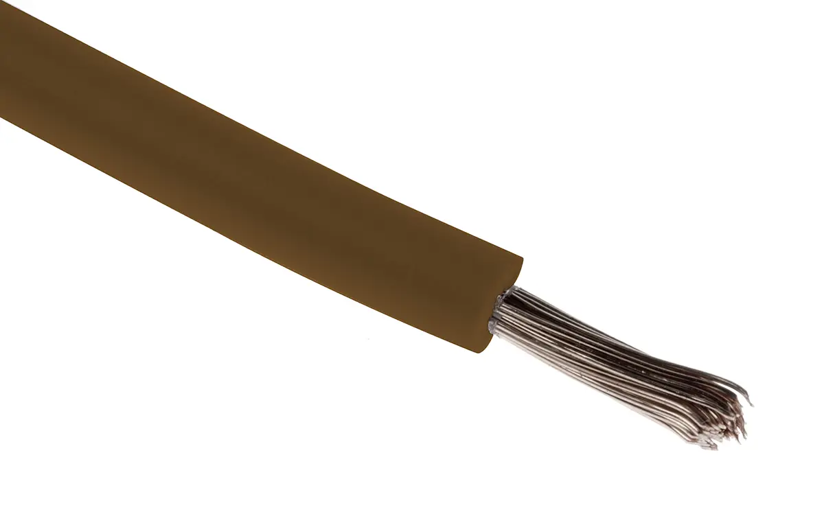 Produktfoto 1 von RS PRO Einzeladerleitung 0,33 mm², 22 AWG 100m Braun MPPE isoliert Ø 1.3mm 7/0,12 mm Litzen UL11028