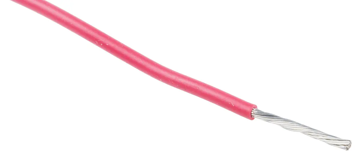 Produktfoto 1 von RS PRO Einzeladerleitung 0,33 mm², 22 AWG 100m Rot MPPE isoliert Ø 1.3mm 7/0,12 mm Litzen UL11028