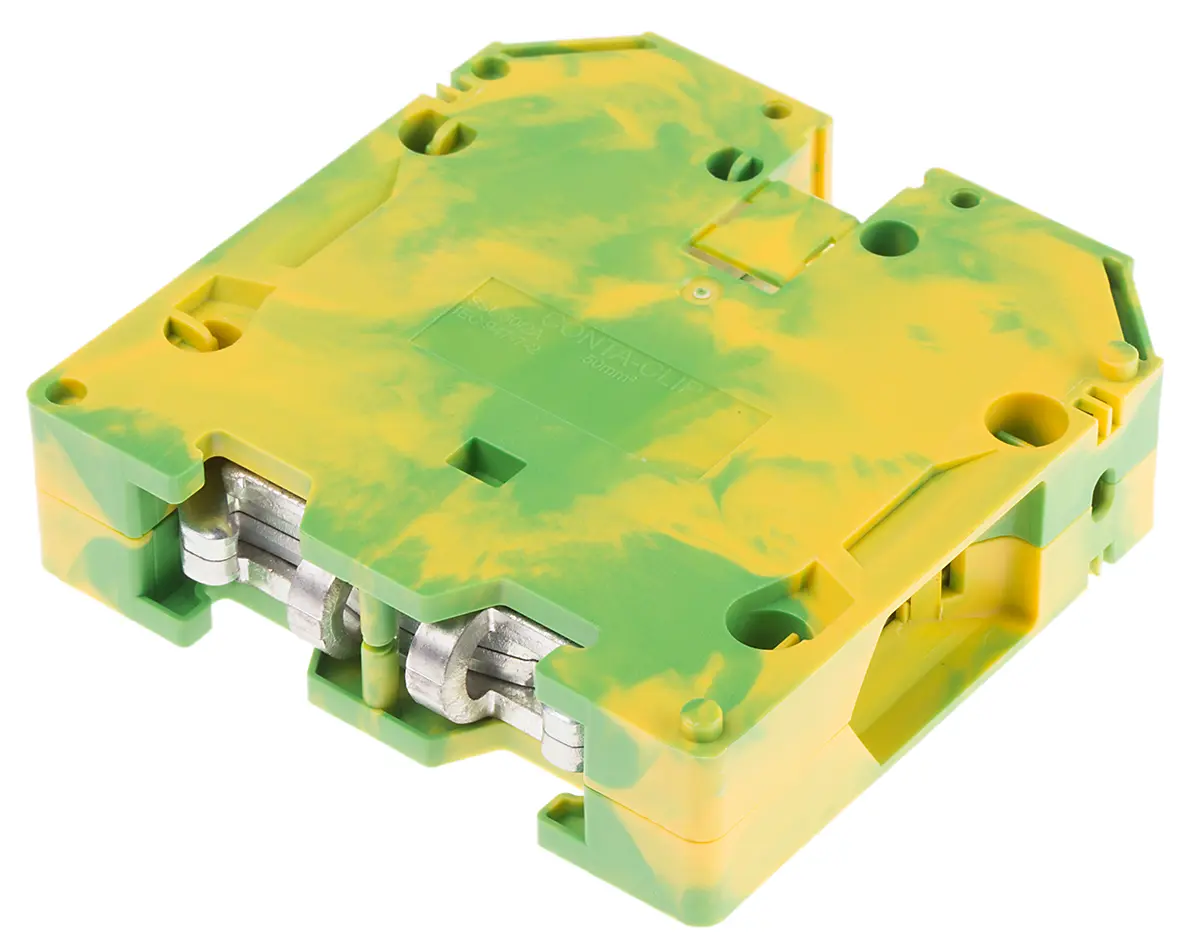 Produktfoto 1 von RS PRO 17158.2 Schutzleiterklemme 2 Grün, Gelb, 10 to 95 mm² Schraubbefestigung