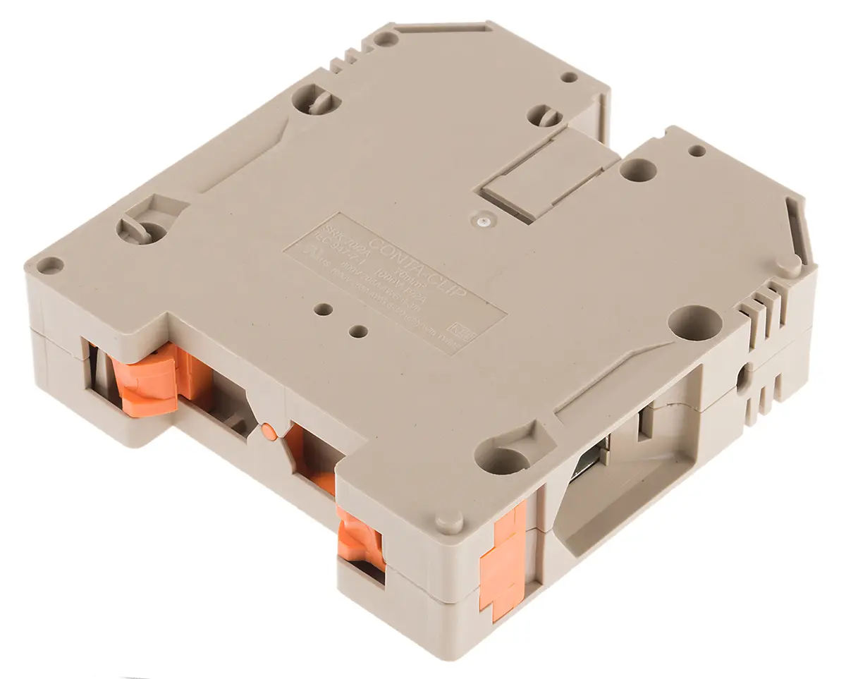 Produktfoto 1 von RS PRO 17161.2 Anschlussklemmenblock für Durchkontaktierung 2 Beige, 1kV Schraubbefestigung
