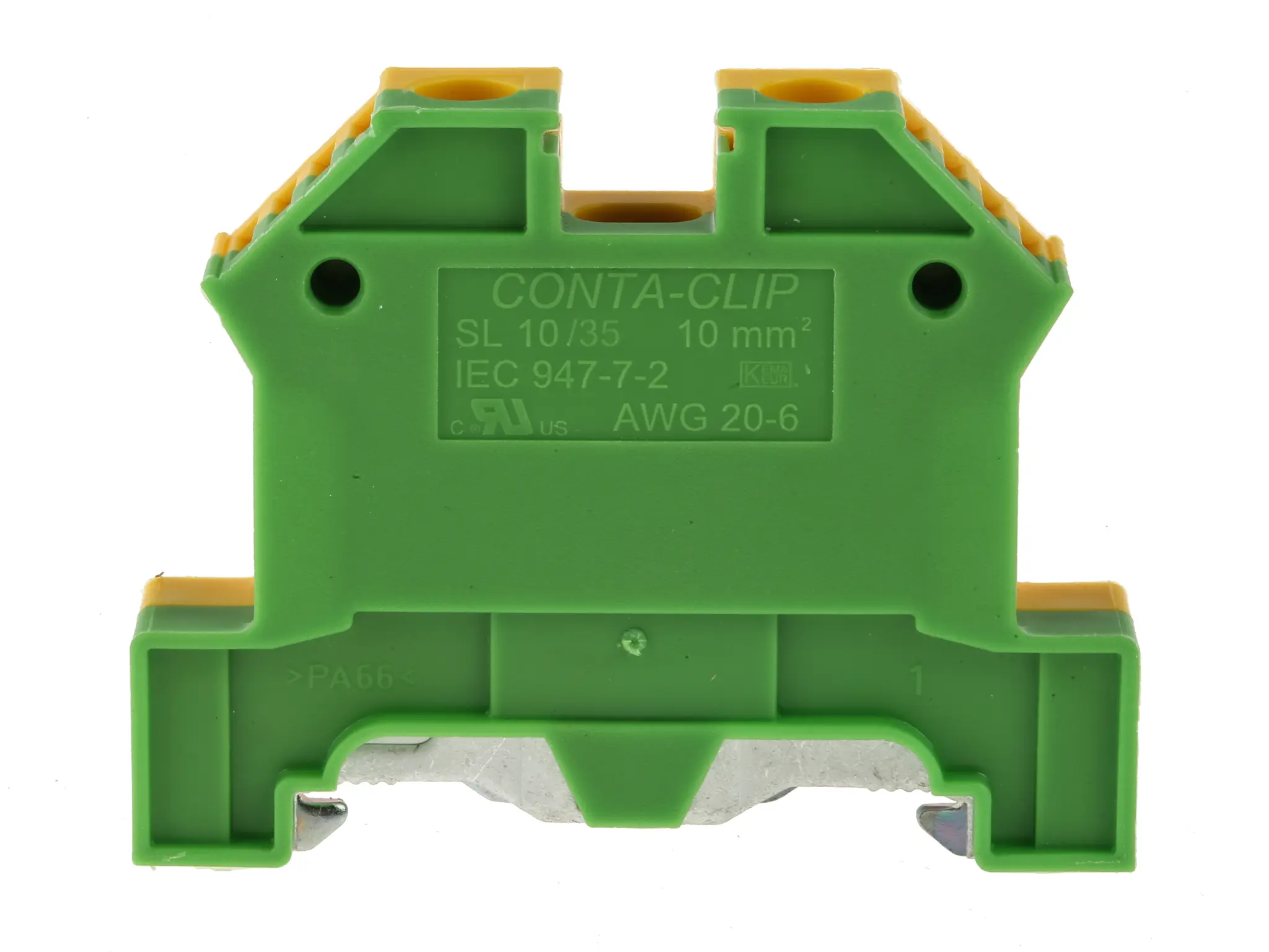Produktfoto 1 von RS PRO 1213.2 Schutzleiterklemme 1 Grün, Gelb, 0.2 to 10 mm², 8 kV Schraubbefestigung
