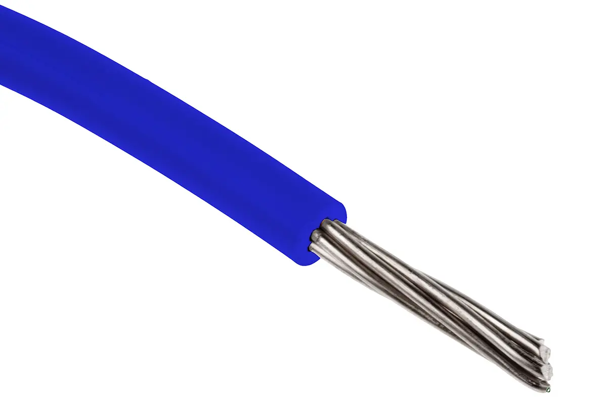 Produktfoto 1 von RS PRO Einzeladerleitung 0,13 mm², 26 AWG 100m Blau XLPE isoliert Ø 1.4mm 7/0,16 mm Litzen UL3239