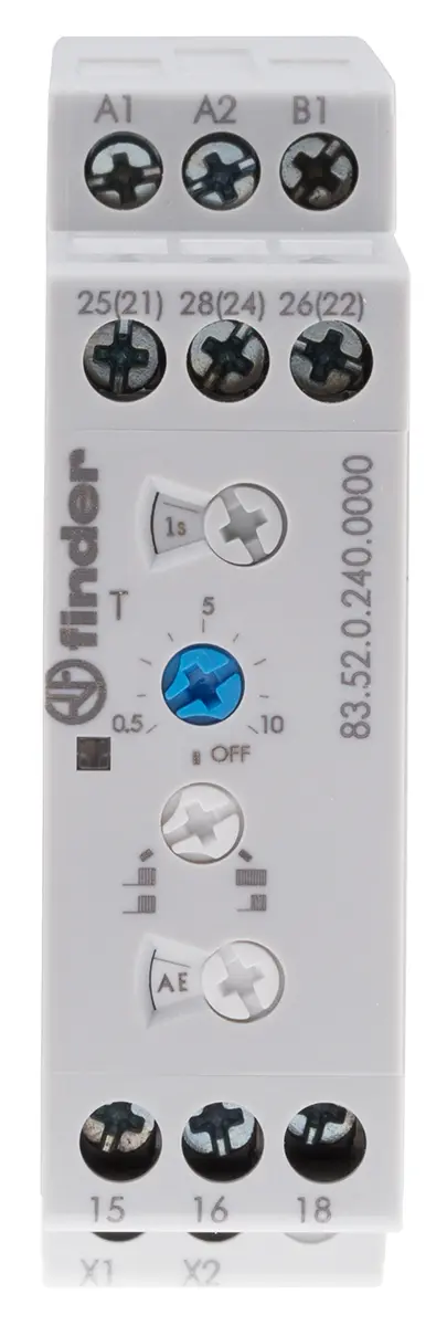 Produktfoto 1 von Finder 83 Zeitrelais, DIN-Hutschiene 24 to 240 V ac 24V ac, 240 V ac, 0.05 s to 10 Days, 2 Kont. Multifunktion,
