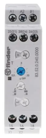 Produktfoto 1 von Finder 83 Zeitrelais, DIN-Hutschiene 24 to 240 V ac 24V ac, 240 V ac, 0.05 s to 10 Days, 2 Kont. Multifunktion,
