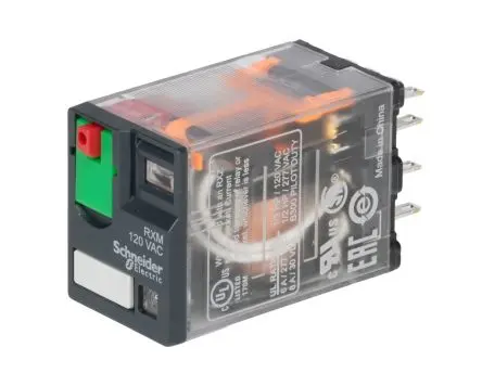 Produktfoto 1 von Schneider Electric Harmony Relay RXM Leistungsrelais 120V ac Spule 4-poliger Schließer 8A 4.4 kΩ 1.2 W