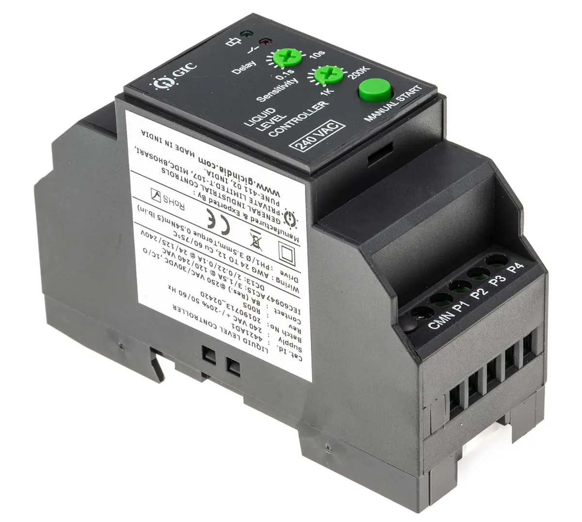 Produktfoto 1 von GIC 44 Niveauregler DIN-Hutschiene, U Sonde = 12 V 10 s 240 V ac Spannung Relais