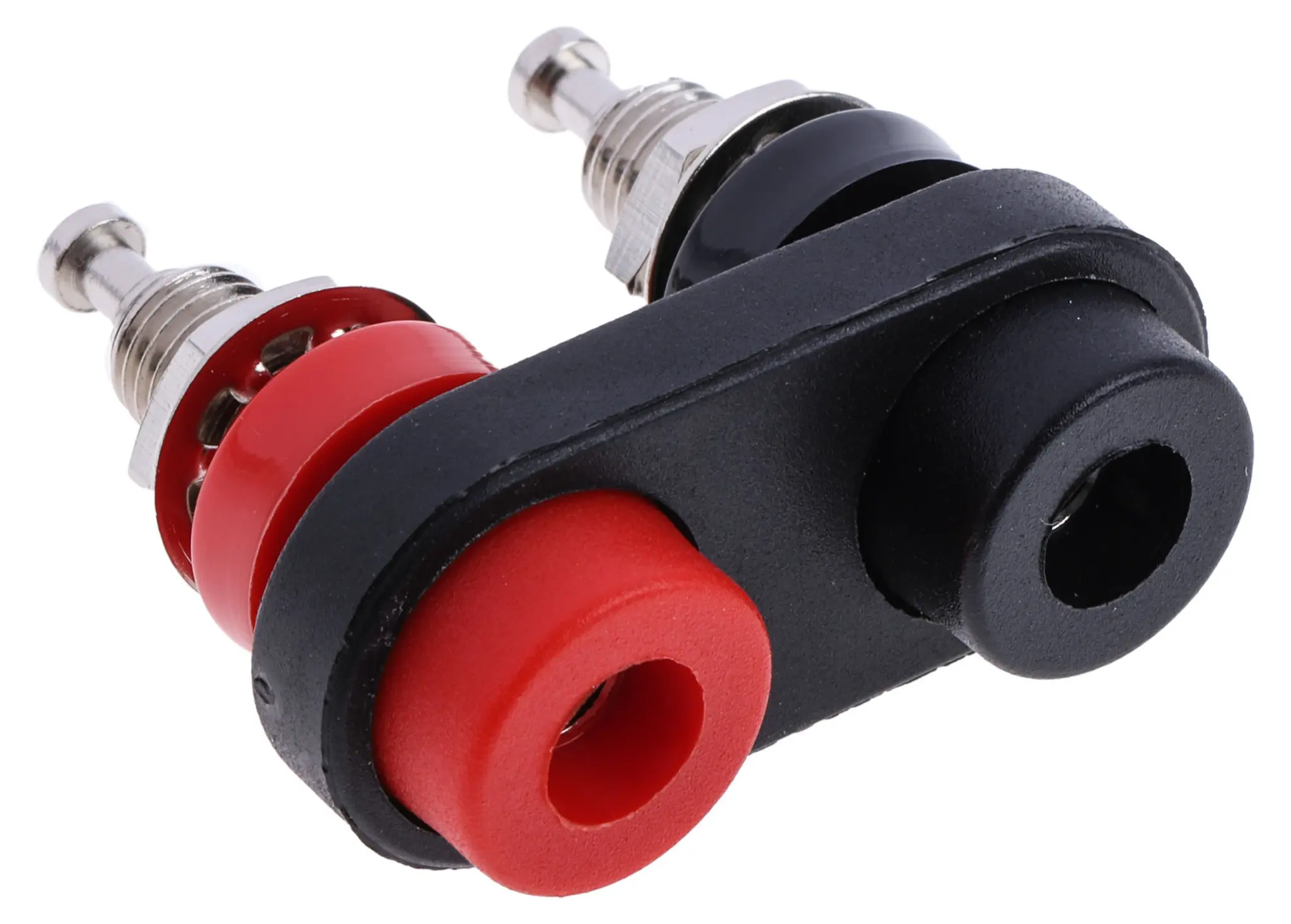 Produktfoto 1 von Mueller Electric Buchse für Laborstecker Buchse vernickelt, Rot, Schwarz Messing, 1000 V dc
