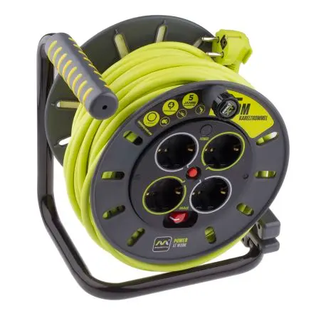 Produktfoto 1 von RS PRO HO5VV-F Kabeltrommel, 25 m, 4-fach Überspannungsschutz, Typ F 240V