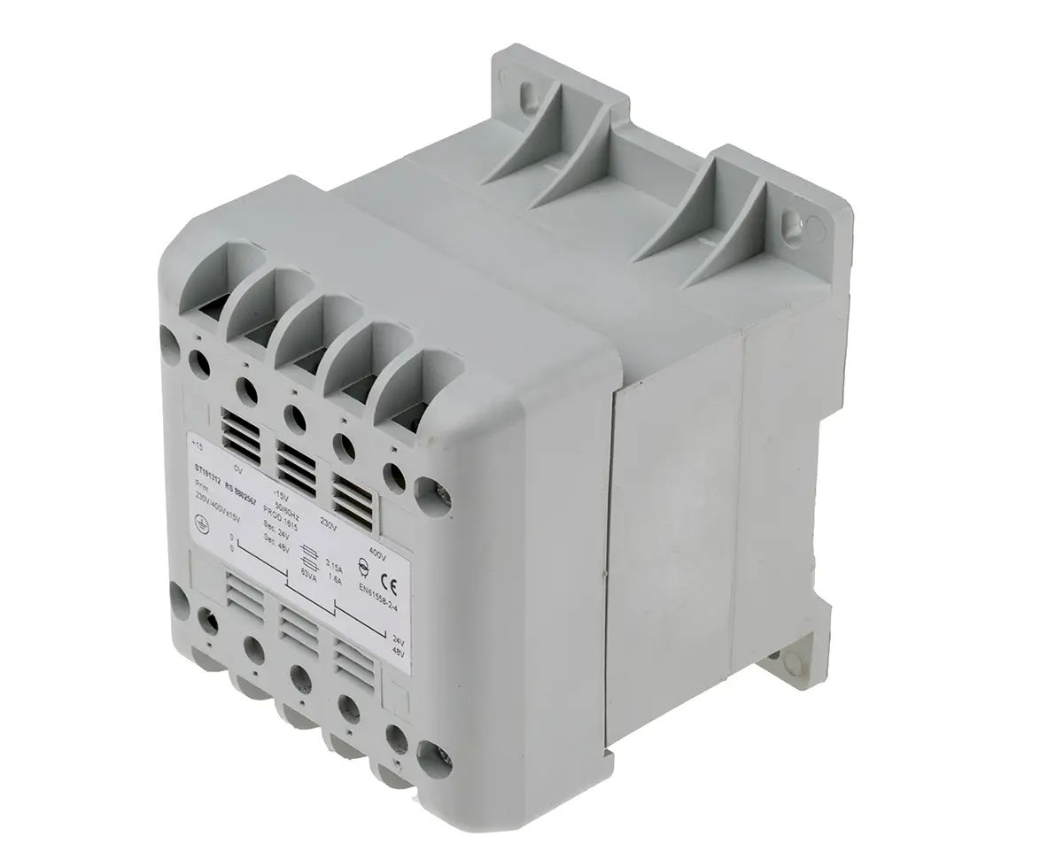 RS PRO DIN-Schienen-Trafo, 63VA, Primär 400V ac / Sekundär 24V ac DIN-Schiene, 106mm x 90mm x 87mm