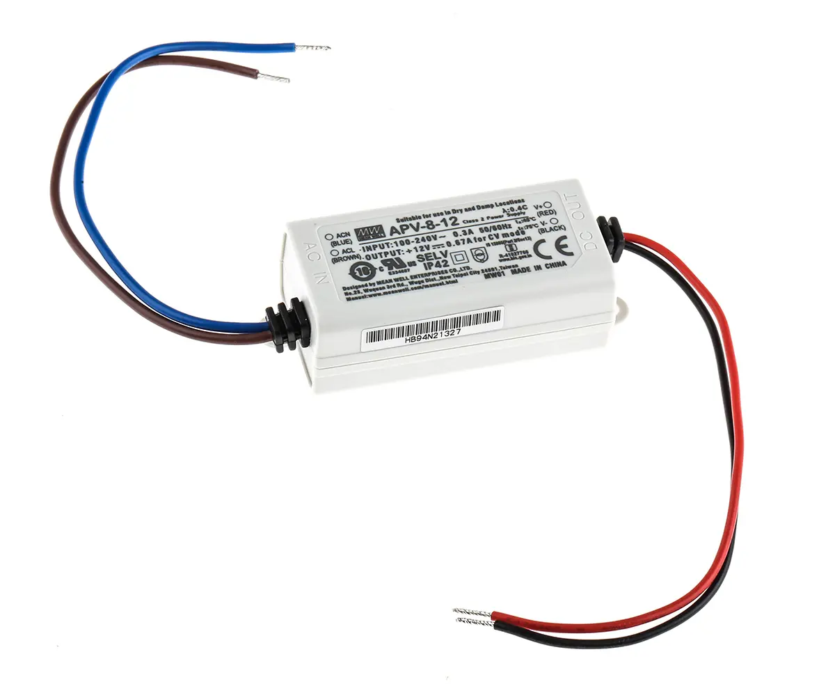Produktfoto 1 von MEAN WELL LED-Treiber, 8 W 264 V ac, 90 V ac, 127V dc, 370 V dc LED-Treiber, Ausgang 12V
