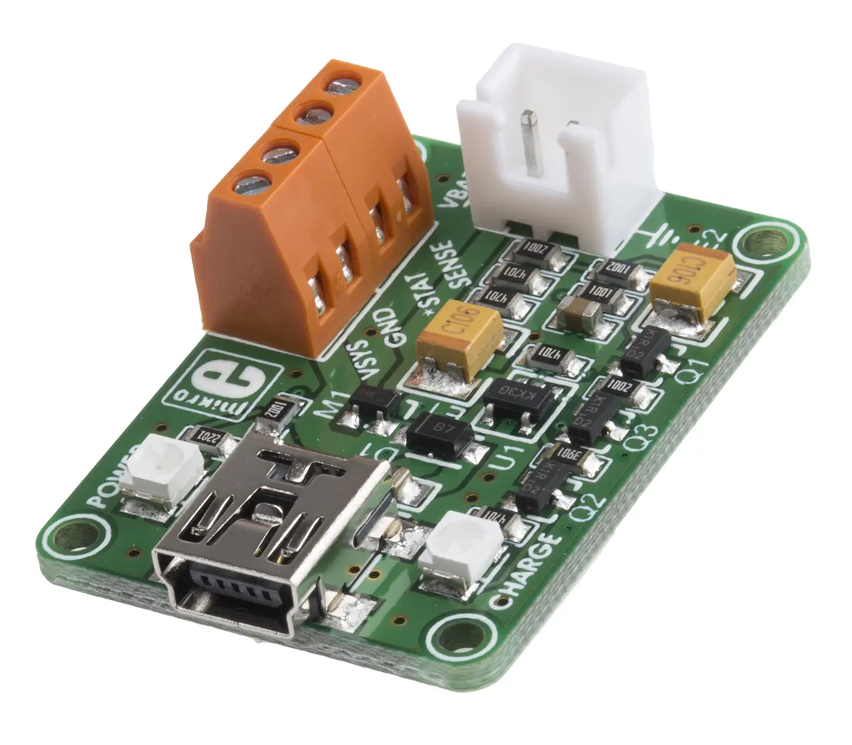 Produktfoto 1 von MikroElektronika MCP73832 Entwicklungsbausatz Spannungsregler, VOLT USB Energieverwaltung