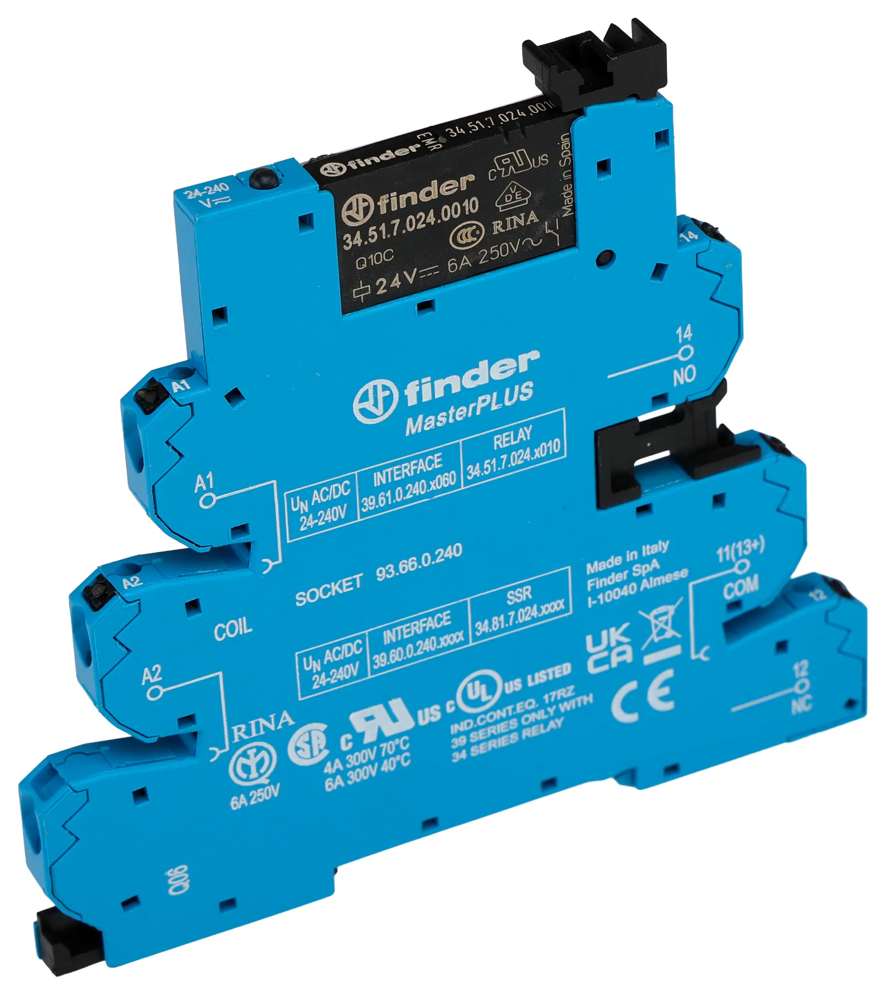 Produktfoto 1 von Finder 39 Series Schnittstellen-Relaismodul, 20.4V / 264V 240V ac/dc, 1-poliger Wechsler DIN-Schienen 250 → 400V