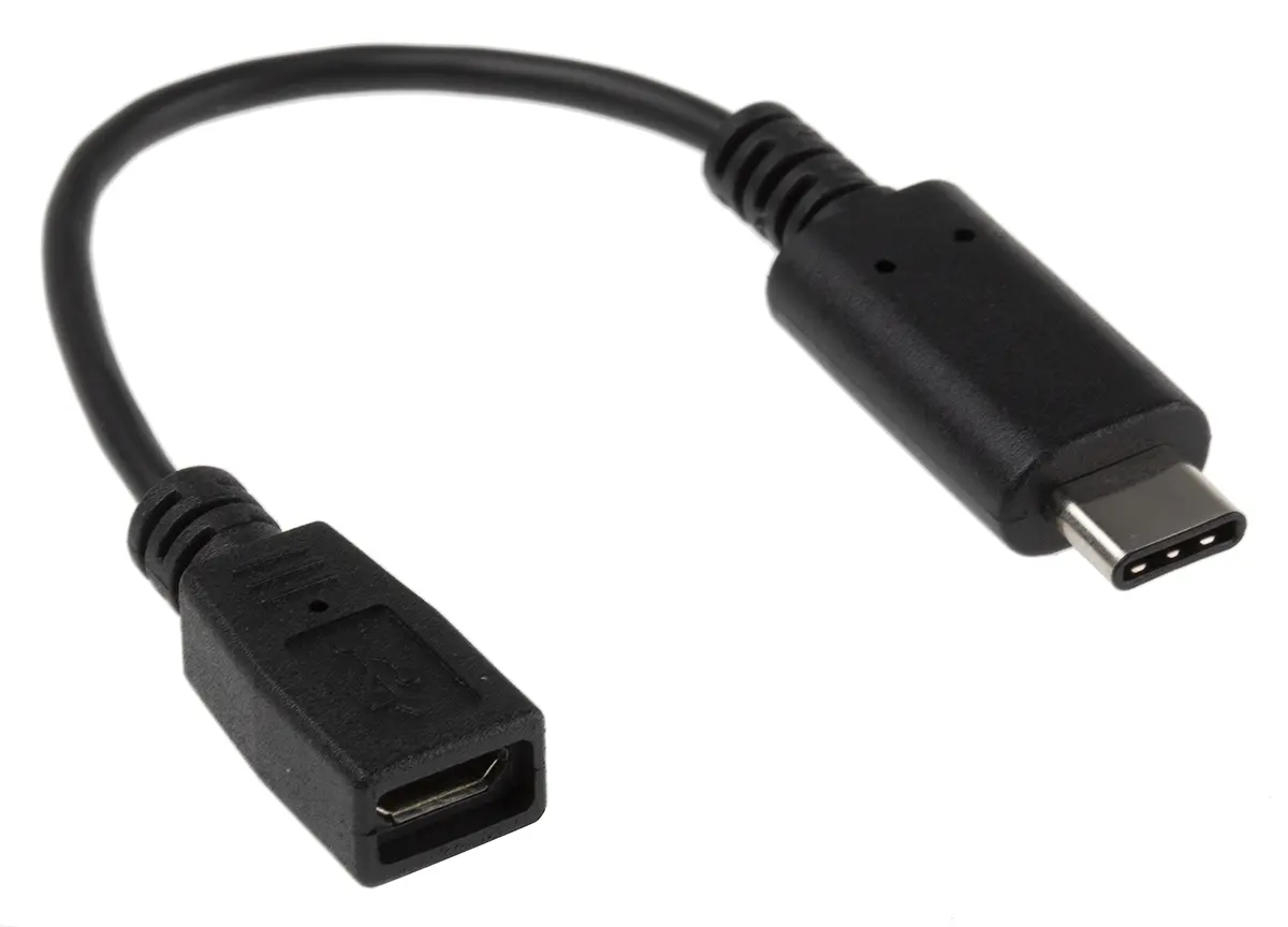 Produktfoto 1 von RS PRO Stecker USB-Kabel, USB Typ C Buchse / Micro-USB Typ B, 150 mm USB 3.1 Schwarz