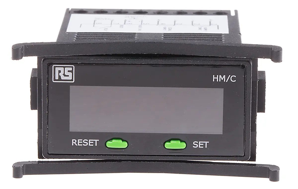 Produktfoto 1 von RS PRO LCD Aufwärts Zähler Automatisch, manuell, kein Reset 7-stellig Stunden, Minuten, Sekunden max. 40Hz 9 →