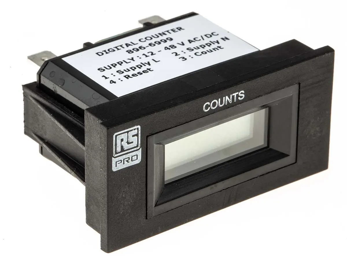 Produktfoto 1 von RS PRO LCD Zähler Elektrisch 6-stellig Impuls max. 10Hz 12 → 48 V ac/dc