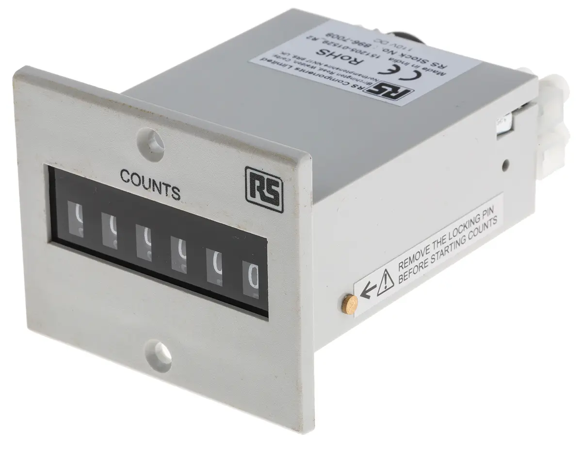 Produktfoto 1 von RS PRO Digital Zähler Keine Rückstellung 6-stellig Impuls max. 10Hz 110 V dc