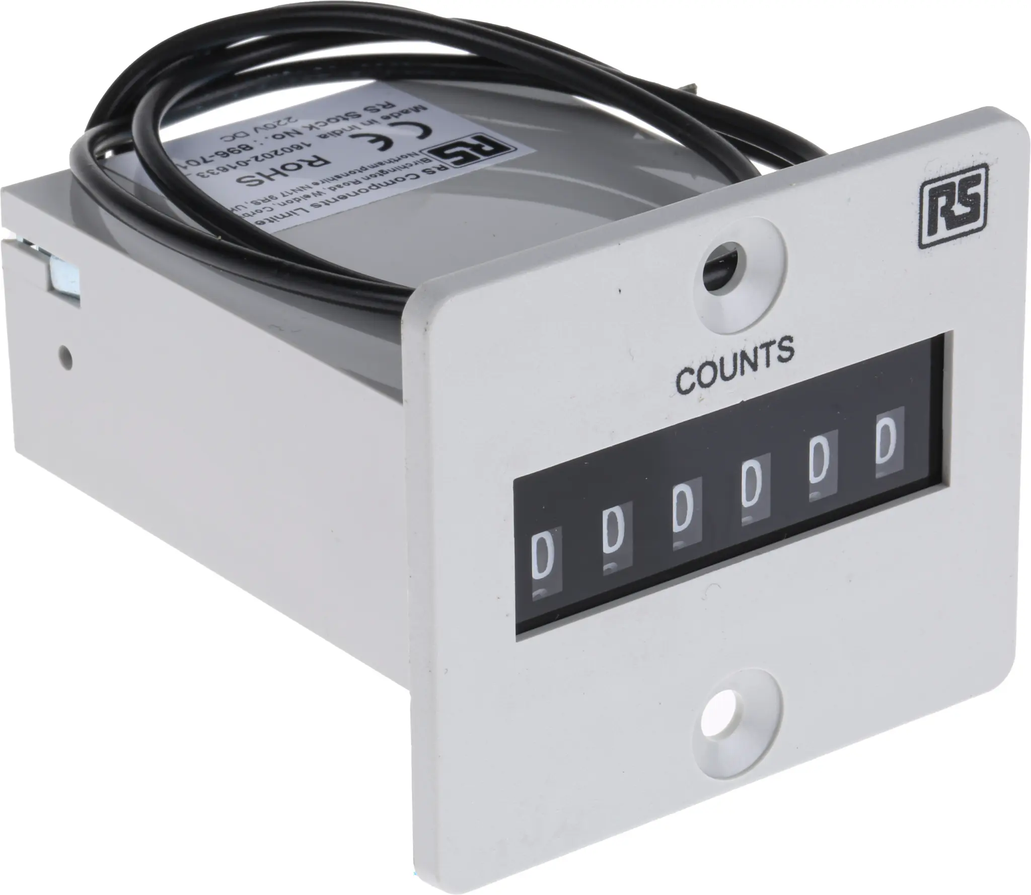 Produktfoto 1 von RS PRO Digital Zähler Manuell 6-stellig Impuls max. 10Hz 220 V dc