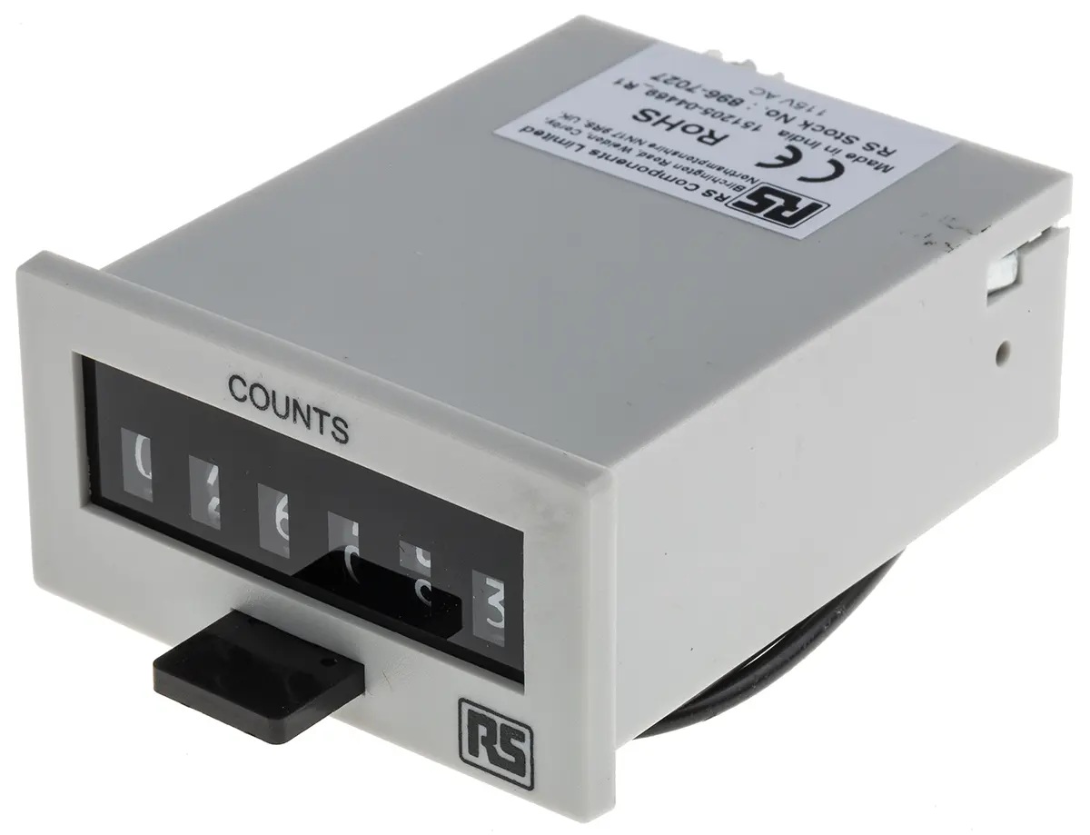 Produktfoto 1 von RS PRO Digital Zähler Manuell 6-stellig Impuls max. 10Hz 115 V ac
